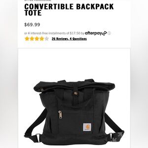 Carhartt convertible Backpack tote